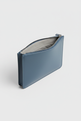 Quiet Luxury Tablet Pochette in Arctic Wave Blue Smooth Milano Leather – Interior View
