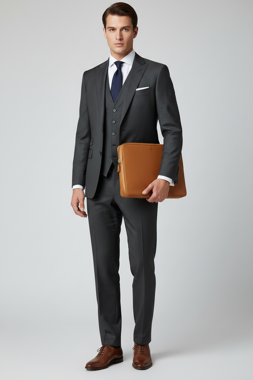 Executive Slim Briefcase in Stone Oak Tan – Professional Model