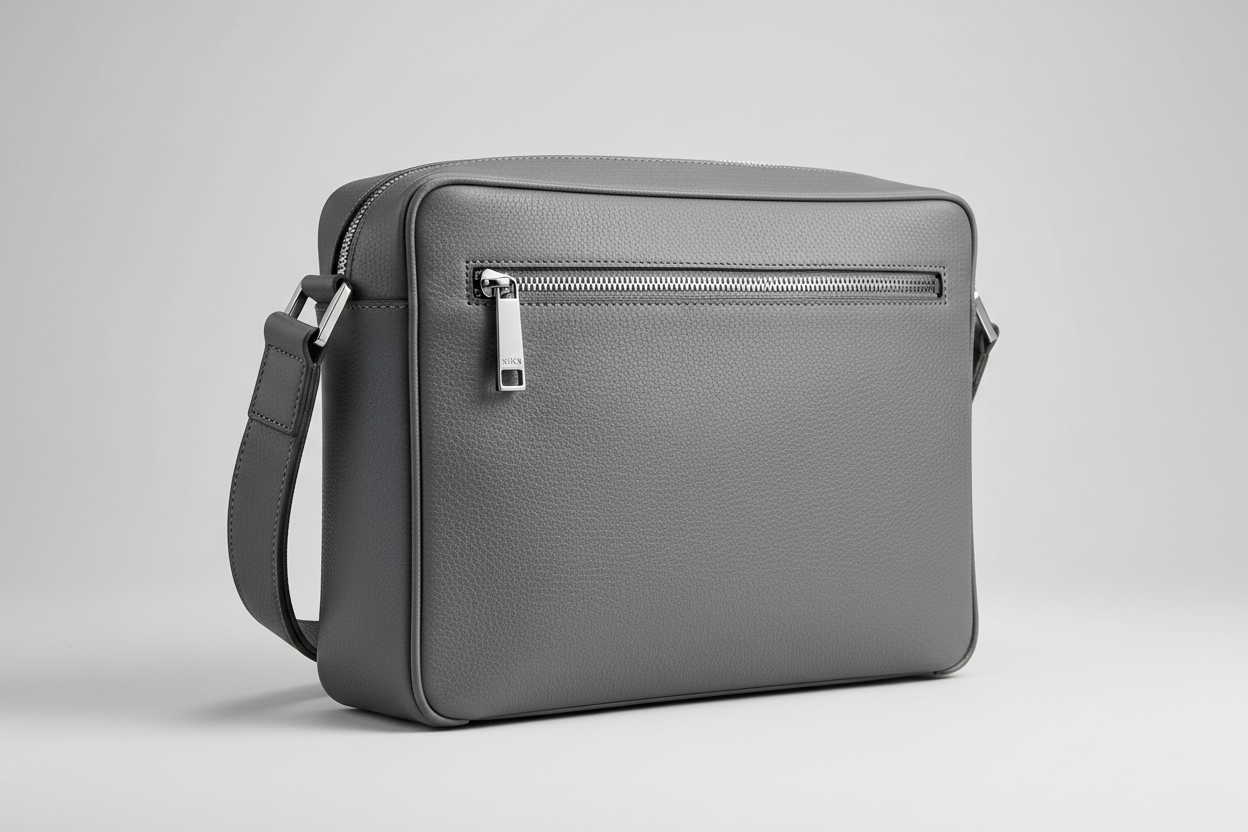 Modern Laptop Messenger Bag in Steel Horizon Grey – Side Angle
