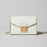 Contemporary Mini Flap Bag in Glacier Pearl White – Front View