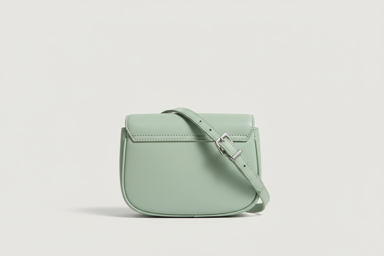 Curved Mini Shoulder Bag in Soft Pistachio, back view