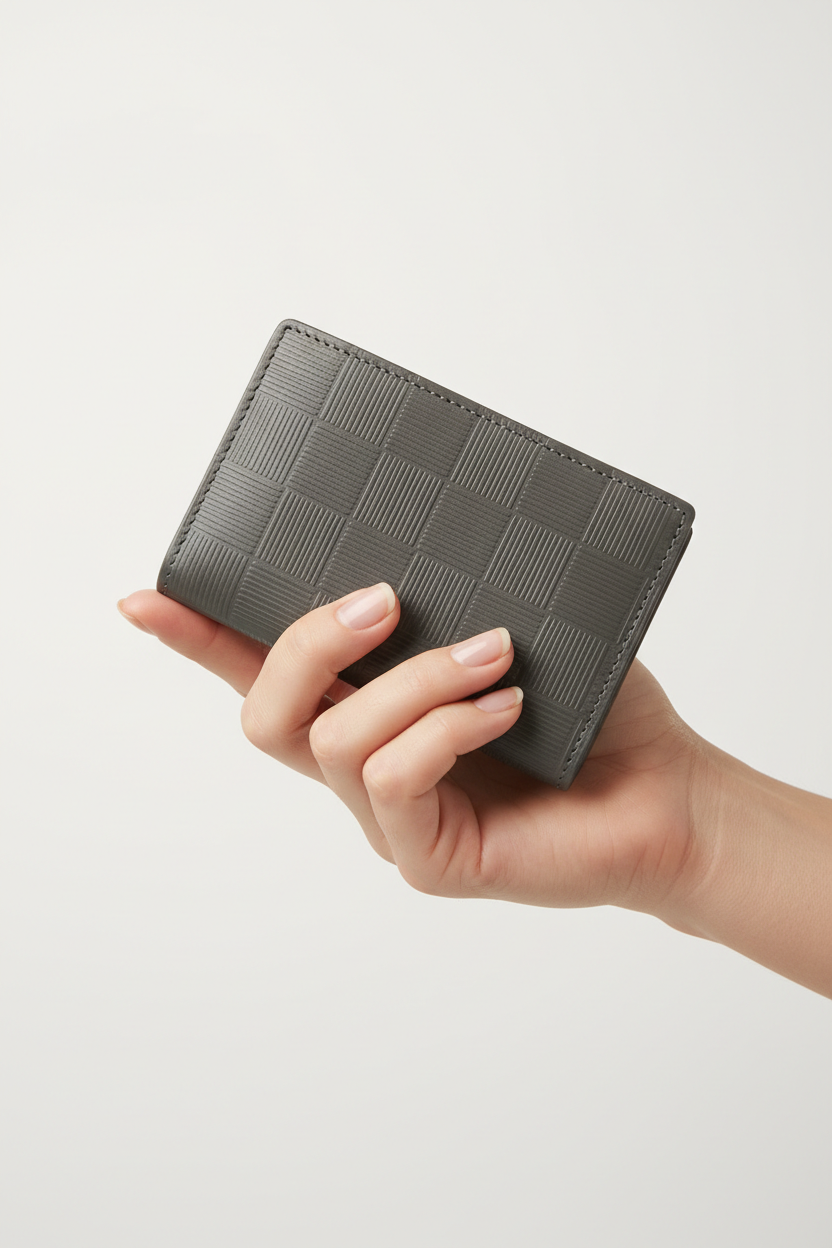 Hand holding Executive Compact Wallet in Geometric