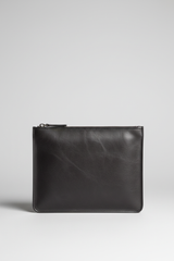 Metropolitan Slim iPad Bag in Volcanic Ash Charcoal Rugged Premium Leather – Front View
