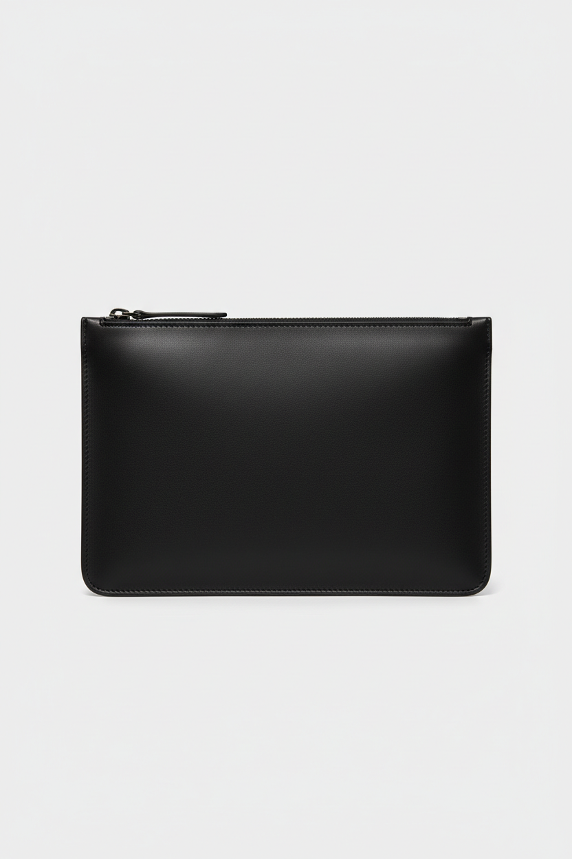 Elite Office Carry Pochette in Jetstone Black Refined Office Leather – Front View