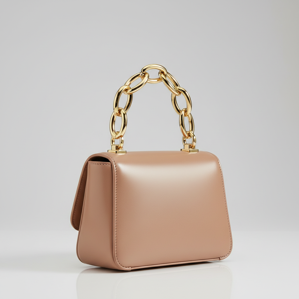 Chain Strap Mini Bag in Desert Champagne Nude – Side View