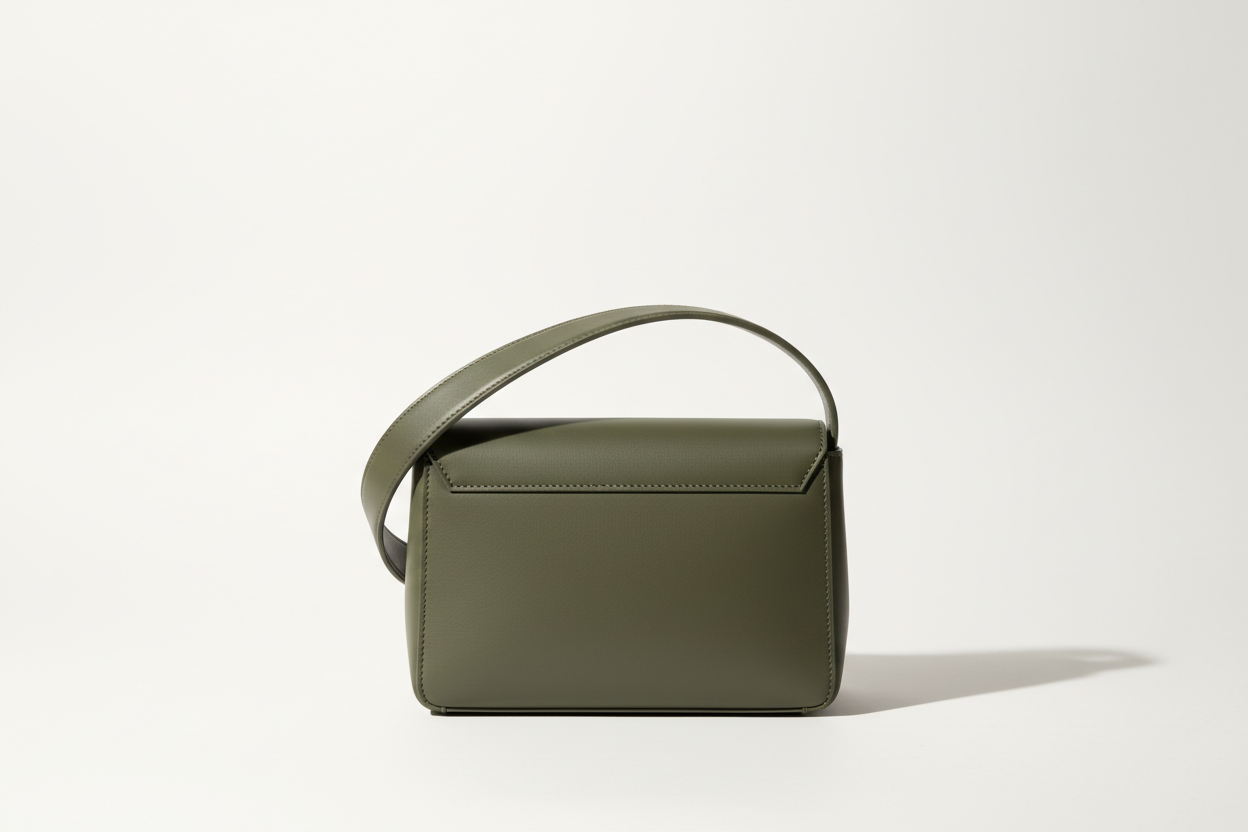Modern Everyday Shoulder Bag in Matte Olive, back view