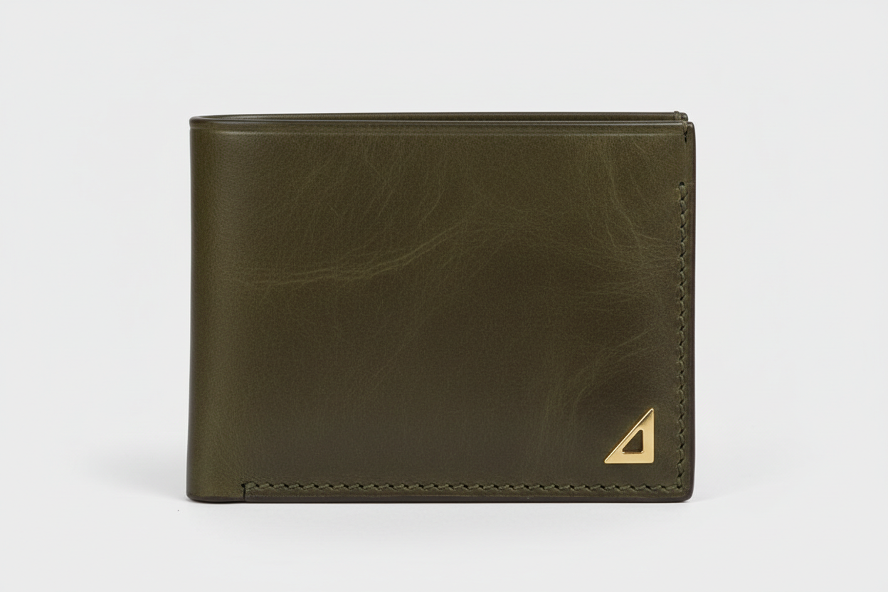 Executive Mini Porte-Cartes in Mosswood Terrain Olive, front view