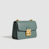 Contemporary Mini Flap Bag in Lagoon Mist Teal – Side Angle