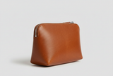 Minimal Luxury Pouch in Brown, side angle view