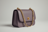 Elegant Chain Shoulder Bag in Smoky Plum, side angle view