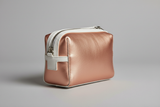 Signature Utility Pouch in Rose Gold and White, side angle view