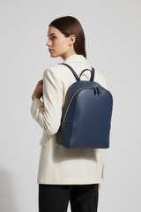 Urban Luxe Women's Backpack in Ocean Pearl Blue Smooth Italian Leather – Female Model