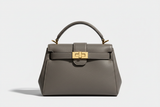 Sculpted Designer Shoulder Bag in Stone Grey, front view