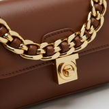 Chain Strap Mini Bag in Burnt Walnut Brown – Chain & Hardware Detail