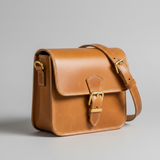 Urban Professional Crossbody Bag in Camel Ridge Tan Vintage Pull-Up Leather – Front View