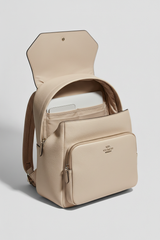 Elegant Everyday Women's Backpack in Champagne Drift Cream Refined Crossgrain Leather – Interior View