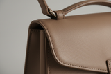 Modern Everyday Shoulder Bag in Soft Taupe, premium stitching close-up