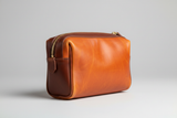 Modern Travel Pouch in Orange and Brown, side angle view