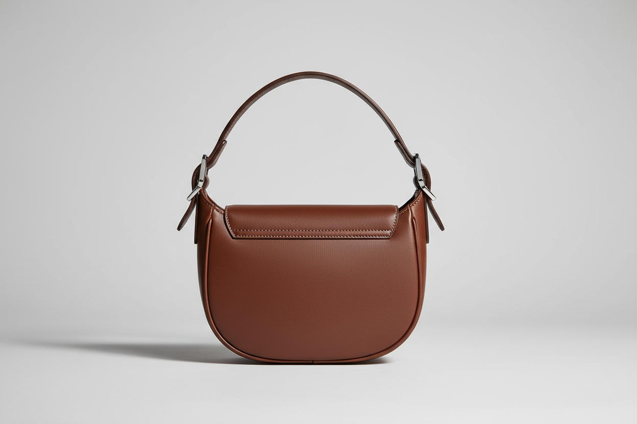 Soft Curve Shoulder Bag in Chocolate Brown, back view
