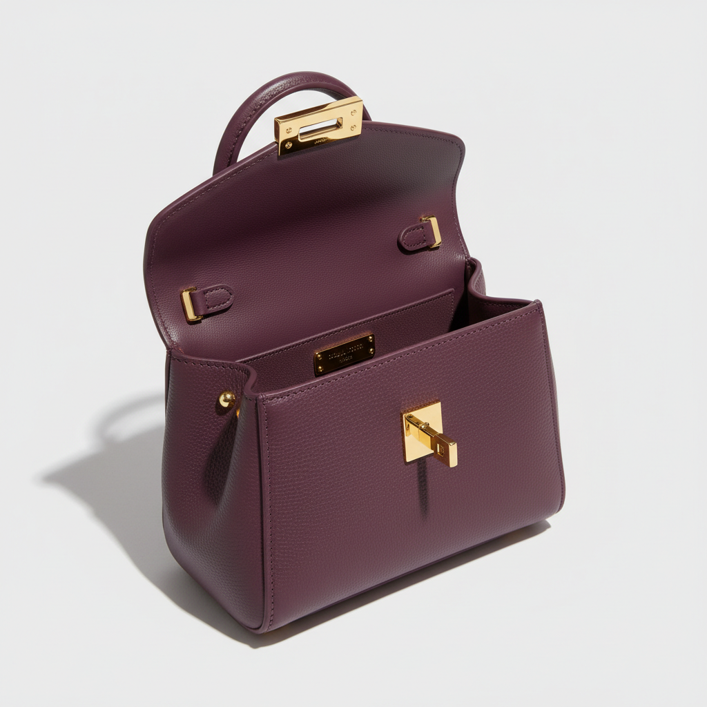 Sculpted Mini Designer Bag in Royal Mulberry Plum – Interior View