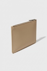 Executive iPad Pochette in Stone Ridge Beige Refined Crossgrain Leather – Angled View