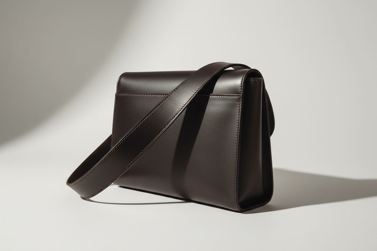 Modern Everyday Shoulder Bag in Black Coffee, side angle view