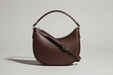 Curved Mini Shoulder Bag in Chocolate Truffle, front view
