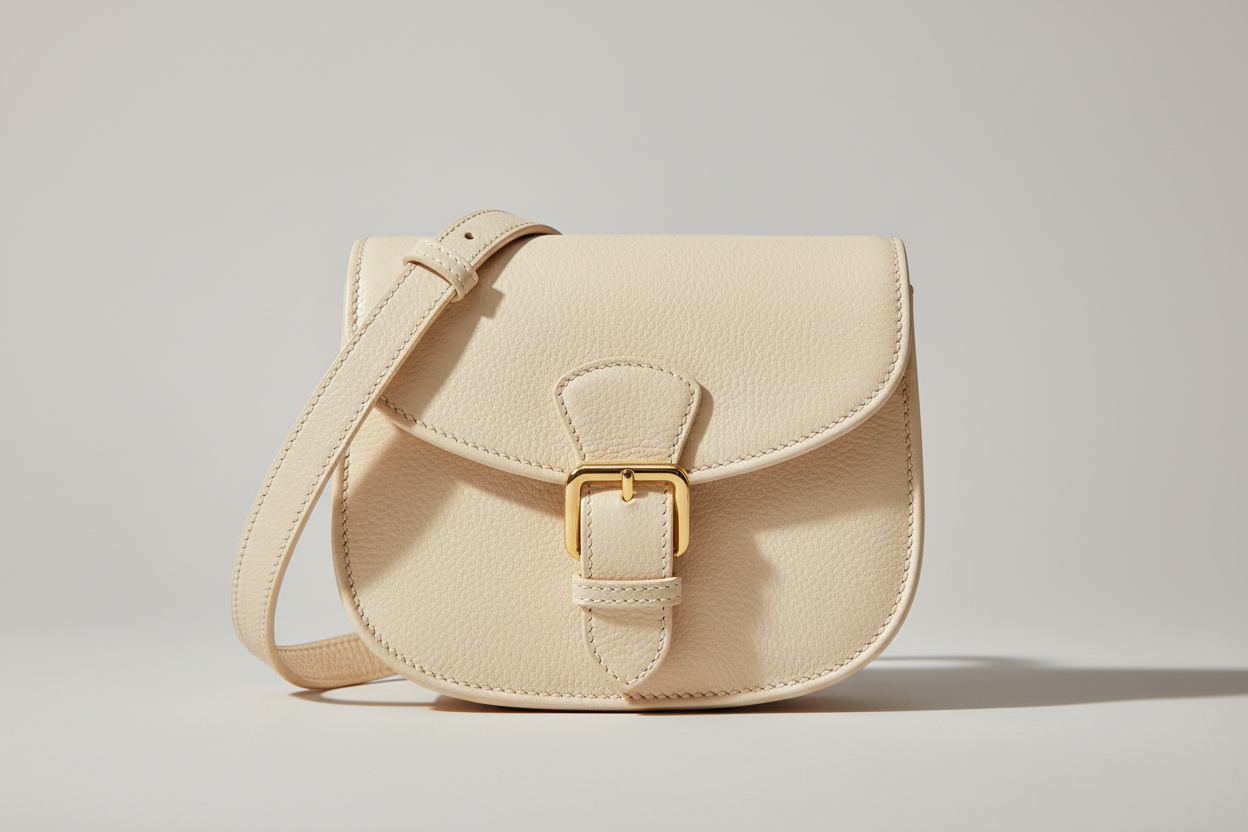 Soft Vintage Shoulder Bag in Cream Ivory, front view