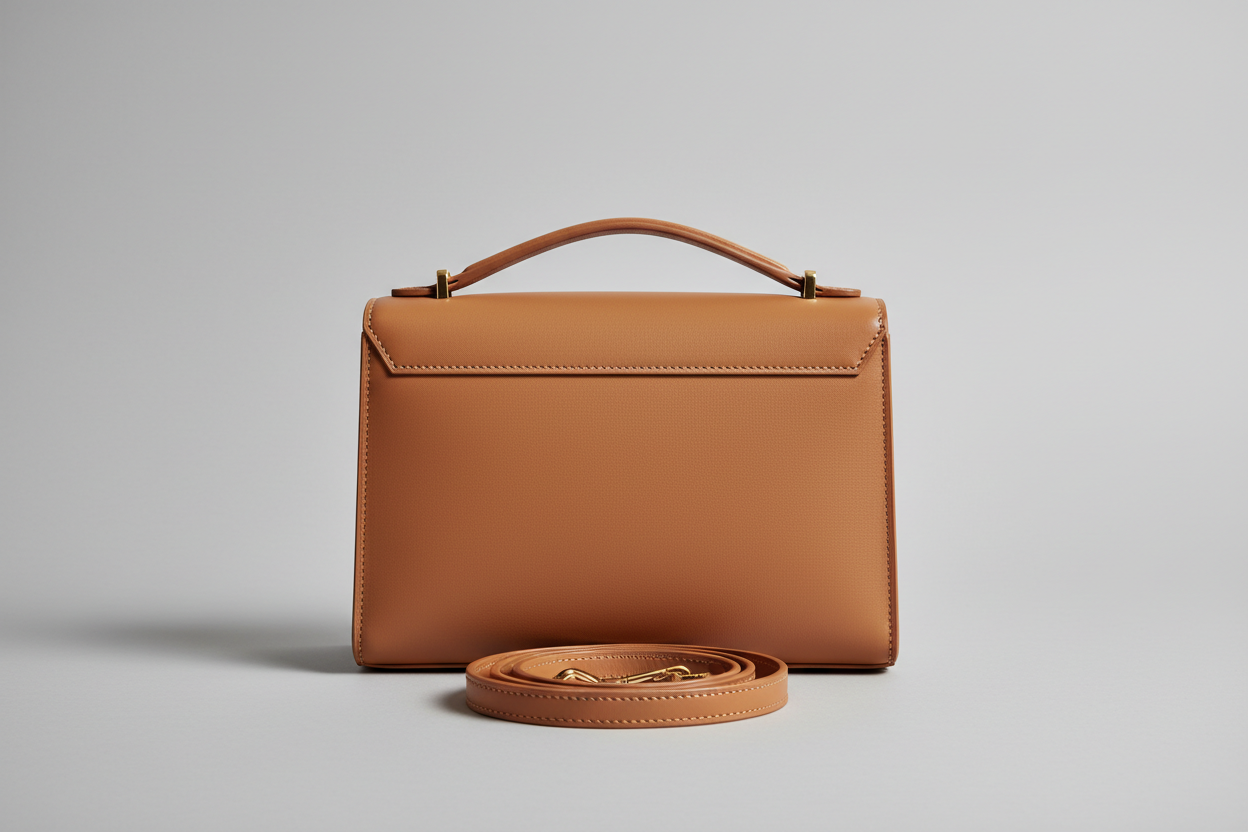 Classic City Shoulder Bag in Camel Tan, back view