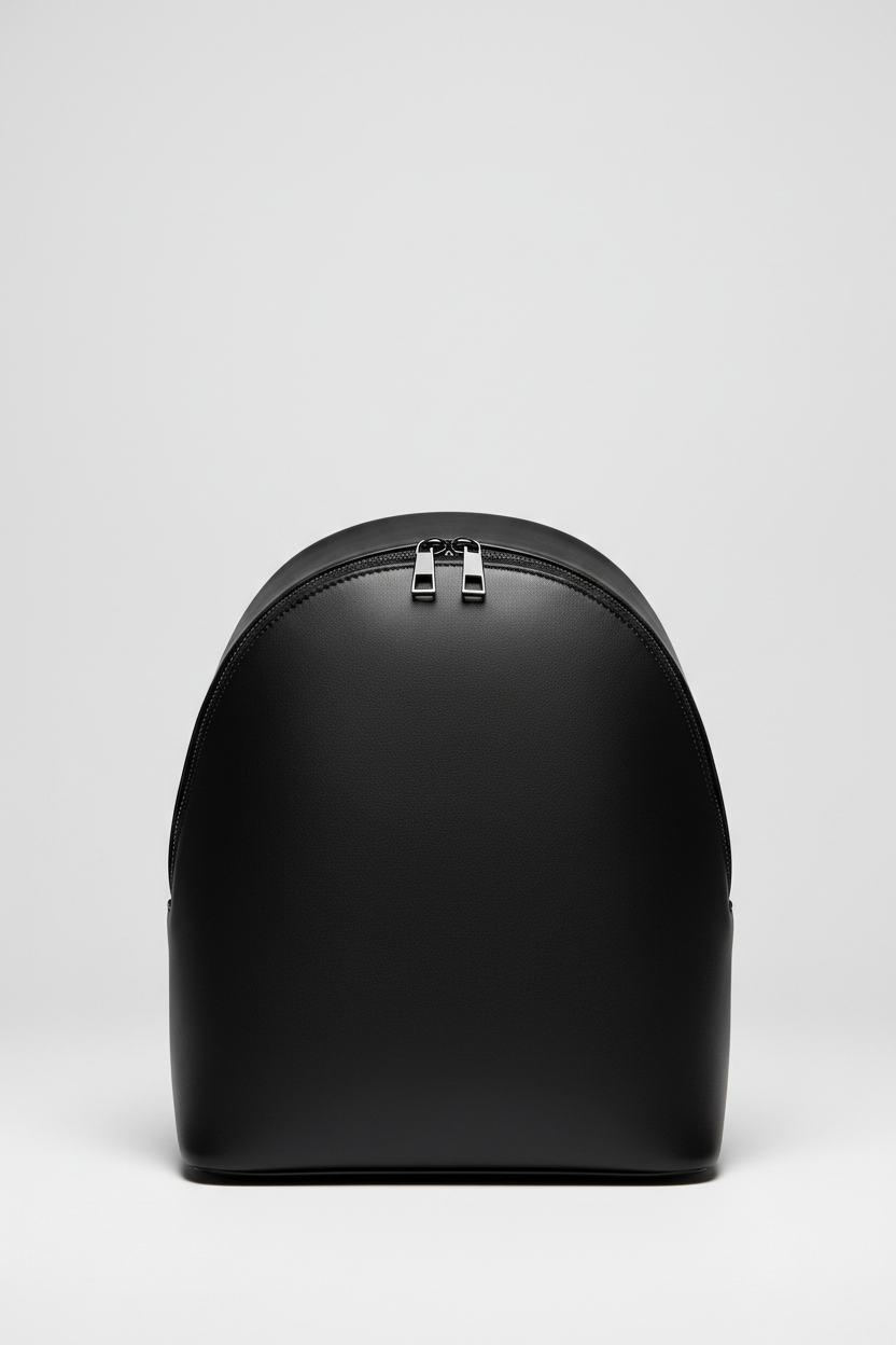 Elegant Everyday Women's Backpack in Velvet Shadow Black Matte Executive Leather – Front View