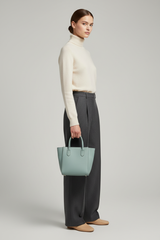 Scandinavian Mini Tote in Ocean Mist Aqua – Female Model