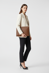 Premium Zip Work Portfolio in Mocha Dust Brown Natural Grain Leather – Professional Model