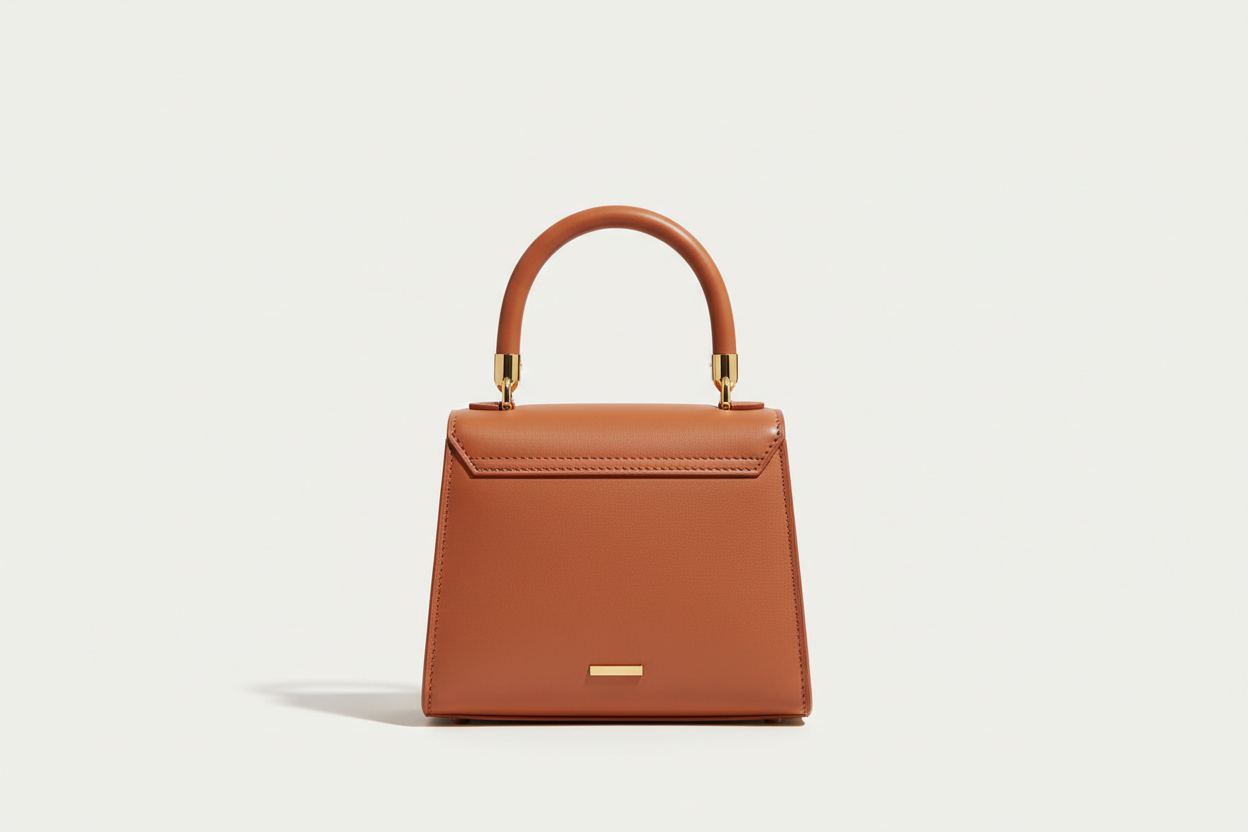 Luxury Mini Shoulder Bag in Soft Terracotta, back view