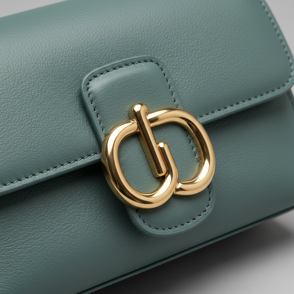 Contemporary Mini Flap Bag in Lagoon Mist Teal – Leather & Hardware Detail