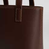 Scandinavian Mini Tote in Dark Cedar Chestnut – Leather Texture Detail
