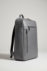 Metropolitan Business Backpack in Granite Mist Grey Refined Matte Leather – Side Angle