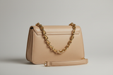 Elegant Chain Shoulder Bag in Champagne Beige, back view