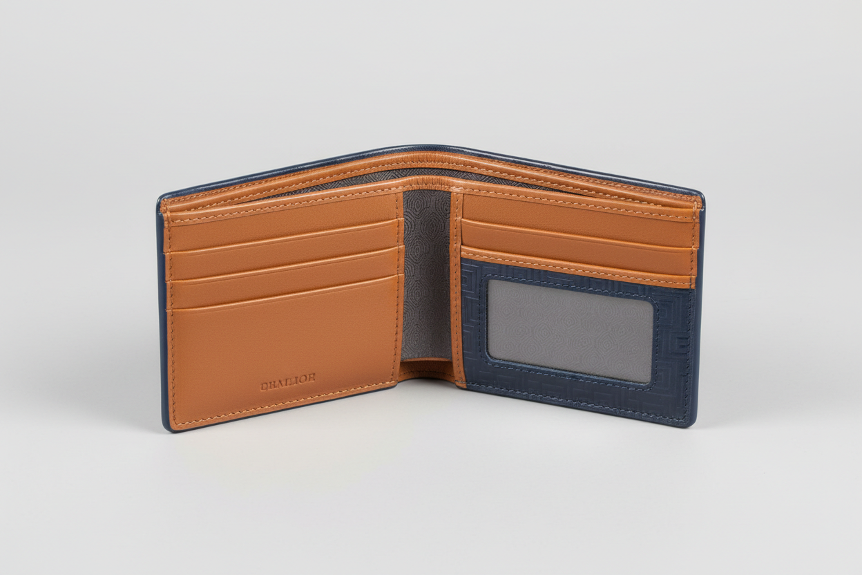 Executive Compact Wallet in Geometric, open interior view