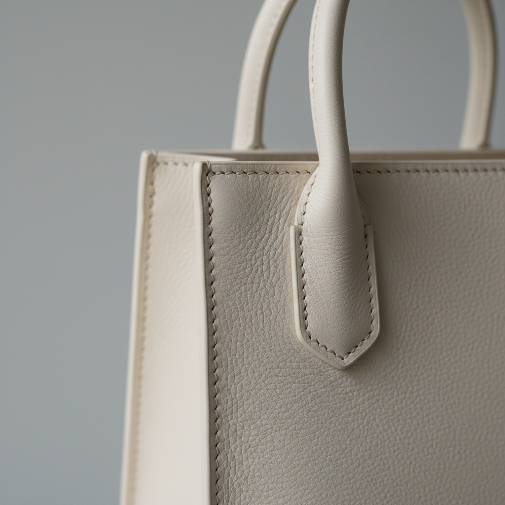 Scandinavian Mini Tote in Nordic Snow Cream – Leather Texture Detail
