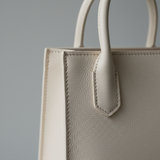 Scandinavian Mini Tote in Nordic Snow Cream – Leather Texture Detail