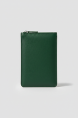 Elite Office Carry Pochette in Emerald Pine Green Luxury Utility Leather – Front View