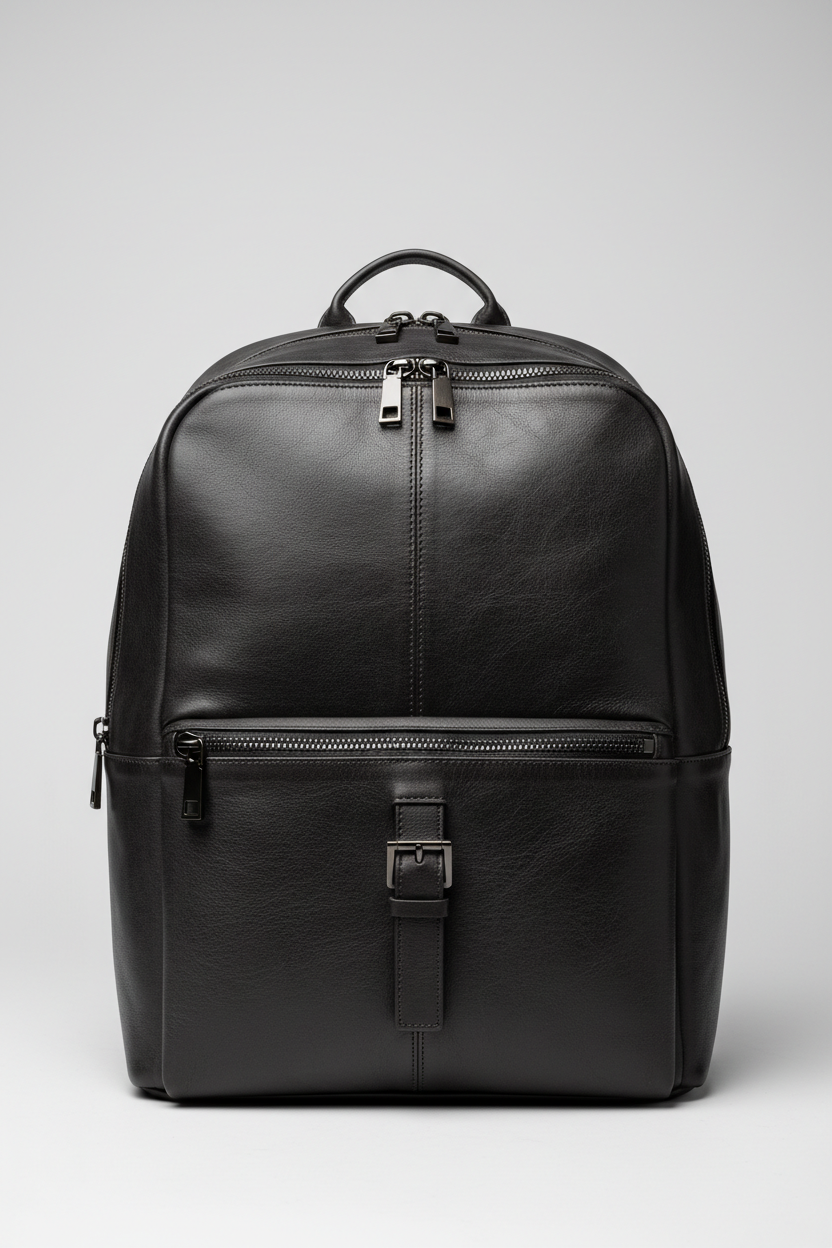 Metropolitan Business Backpack in Dark Alloy Charcoal Rugged Premium Leather – Front View