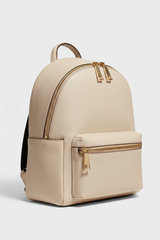 Elegant Everyday Women's Backpack in Champagne Drift Cream Refined Crossgrain Leather – Side Angle