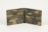 Premium Leather Wallet in Camouflage, open interior view