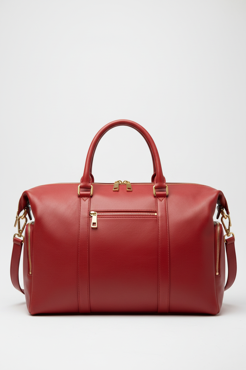 Urban Voyage Weekender in Red Premium Soft Leather — front view