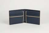 Urban Everyday Wallet in Navy and Gold, open interior view