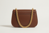 Elegant Chain Shoulder Bag in Rich Cocoa, back view