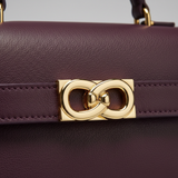 Sculpted Mini Designer Bag in Royal Mulberry Plum – Leather & Hardware Detail
