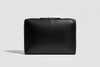 Premium Zip Work Portfolio in Onyx Steel Black Smooth Executive Leather – Front View