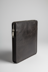 Metropolitan Slim iPad Bag in Volcanic Ash Charcoal Rugged Premium Leather – Angled View